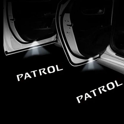 2PCS Car LED Door Projector Lights – Ghost Shadow Courtesy Lamp for Nissan Patrol Y62 2012–2021, Car Door Welcome Logo Accessories