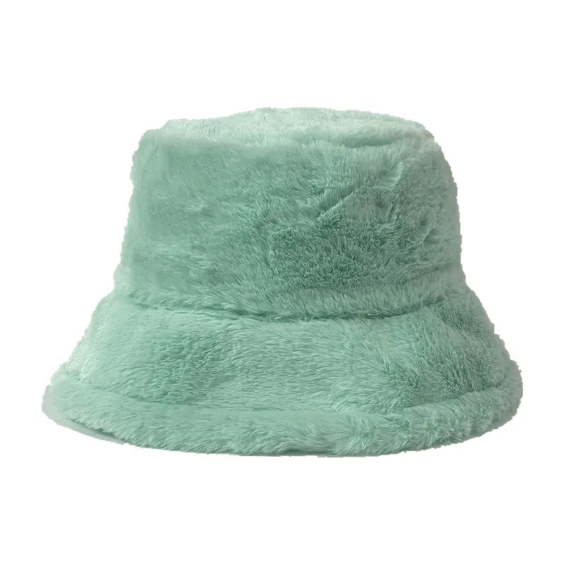 Women’s Winter Bucket Hat – Fashion Leopard Panama, Warm Vintage Faux Fur Fisherman Cap