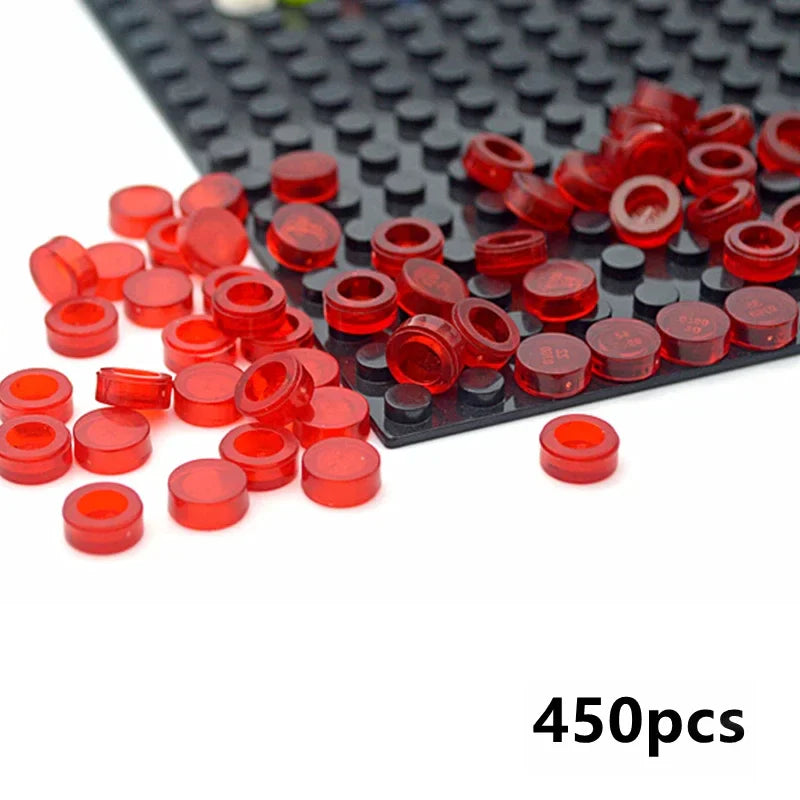 450PCS Round 1x1 Flat Stud Building Block Accessories – Colorful MOC-Compatible Creative Toy Parts Set for DIY Construction