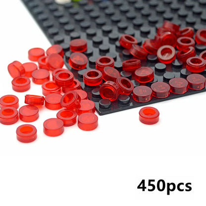 450PCS Round 1x1 Flat Stud Building Block Accessories – Colorful MOC-Compatible Creative Toy Parts Set for DIY Construction