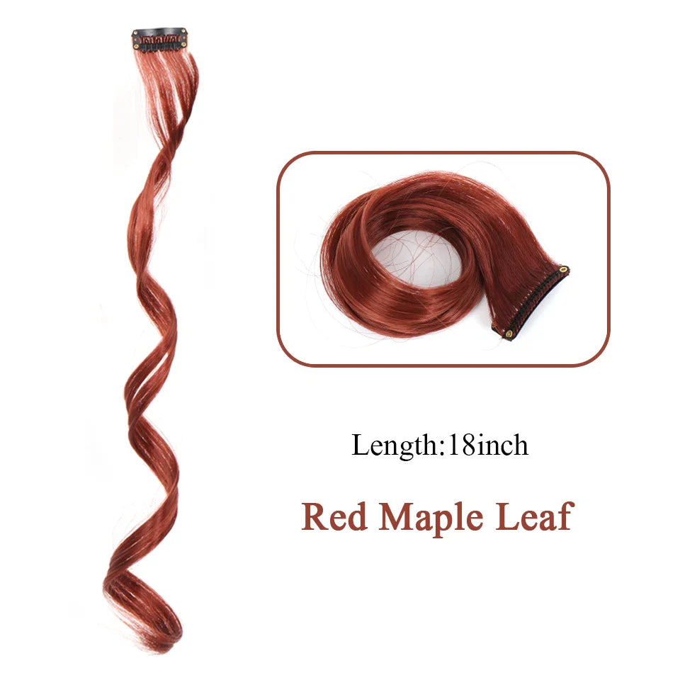 HUAYA 18" Synthetic Clip-In Colorful Curly Hair Extension – Ombre Pink Purple Red Blue Hair Piece