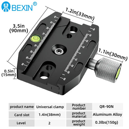 BEXIN Aluminum Arca-Swiss Quick Release Clamp – 50/70/90/110mm Tripod Ball Head Mount for Camera & Monopod Support