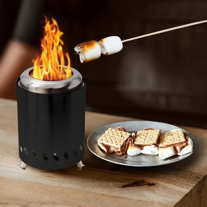 Smokeless Tabletop Fire Pit - Portable Indoor & Outdoor Mini Wood or Pellet Burning Bonfire Stove