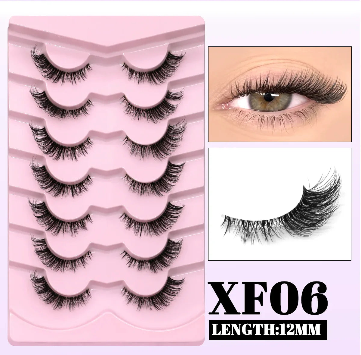 GROINNEYA Cat Eye False Eyelashes – Natural Long Clear Band Winged End Faux Mink Lashes for Eye-Enhancing Makeup
