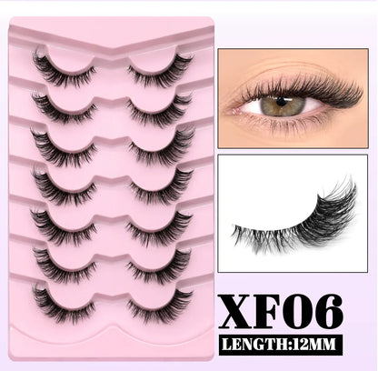 GROINNEYA Cat Eye False Eyelashes – Natural Long Clear Band Winged End Faux Mink Lashes for Eye-Enhancing Makeup