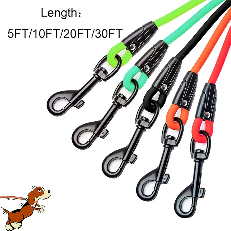 Waterproof Dog Leash – PVC Training Recall Leash 5FT/10FT/20FT/30FT for Beach, Yard & Play