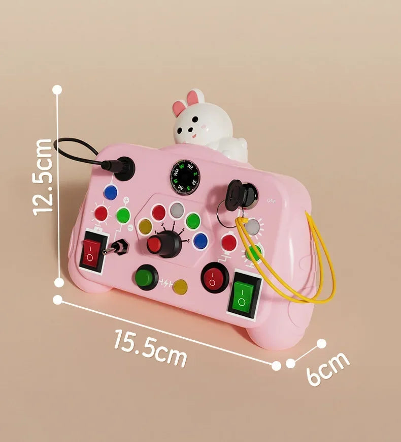 Montessori Busy Board Sensory Toy – LED Light & Switch Activity Game for Children Ages 2-4