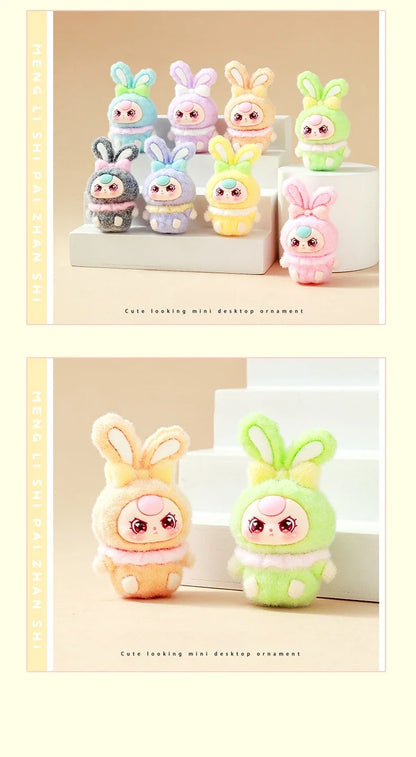 9pcs Babythree Dimoo Anime Flocked Action Figures Decorative Pendant Kawaii Desktop Dolls Toy Gifts