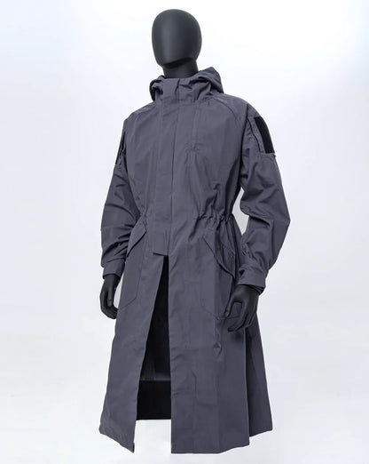 Polyester-Cotton Long Tactical Trench Coat – Hooded Outdoor Hunting & Cosplay Jacket