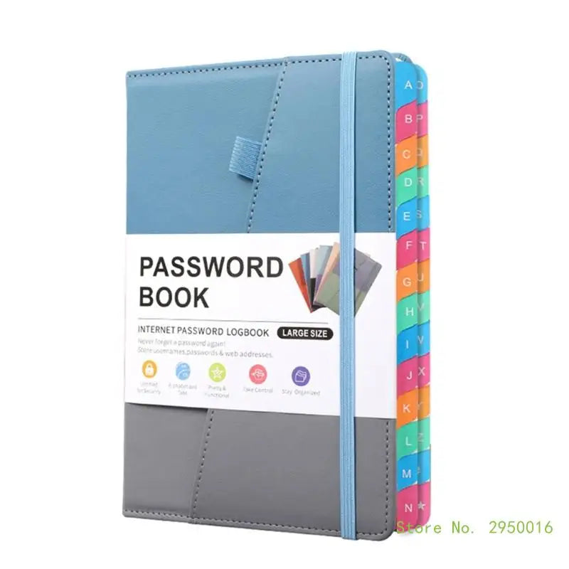 A5 PU Hardcover Password Book with Alphabetical Tabs – Password Keeper Notebook for Internet Login Storage