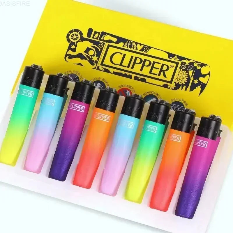 Original Spanish Clipper Refillable Gas Lighter – Personality Pattern 8-Piece Boxed Set Smoking Collection Gift Wholesale Lighter Pack