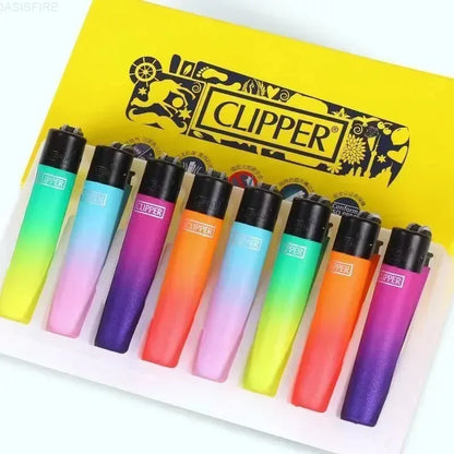 Original Spanish Clipper Refillable Gas Lighter – Personality Pattern 8-Piece Boxed Set Smoking Collection Gift Wholesale Lighter Pack