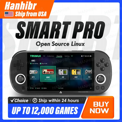 Trimui Smart Pro Handheld Game Console – 4.96" IPS Retro Gaming with RGB Lighting