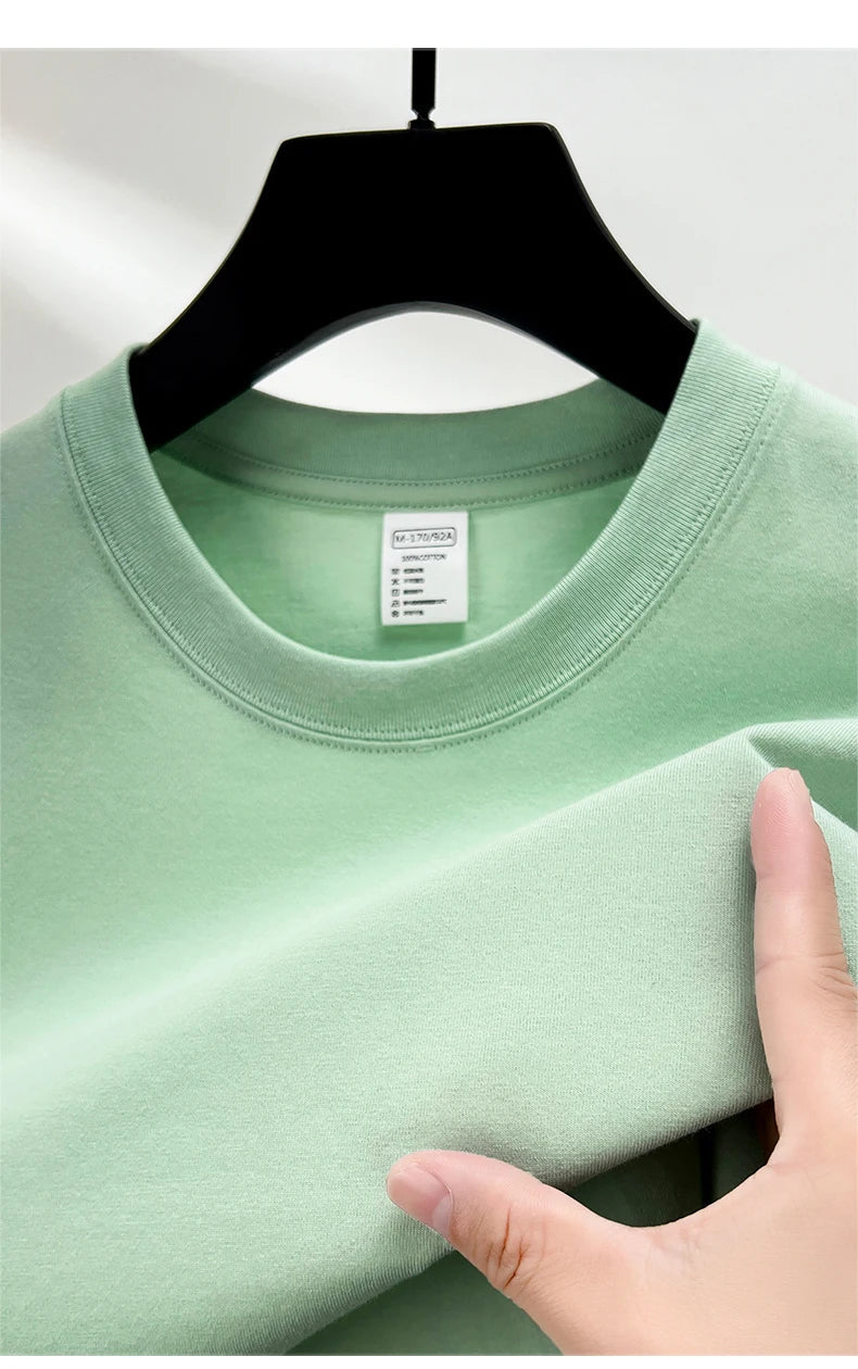 100% Pure Cotton Men’s Summer T-Shirt – High-End Short Sleeve Round Neck Breathable Fashion Top