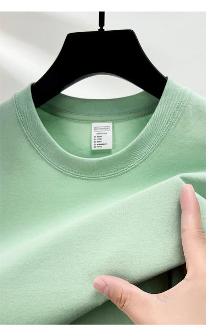 100% Pure Cotton Men’s Summer T-Shirt – High-End Short Sleeve Round Neck Breathable Fashion Top