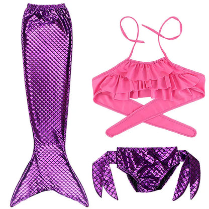 Little Girl Mermaid Tail Swimsuit — Kids Beach Bikini Cosplay Costume, Perfect Birthday Gift for Girls