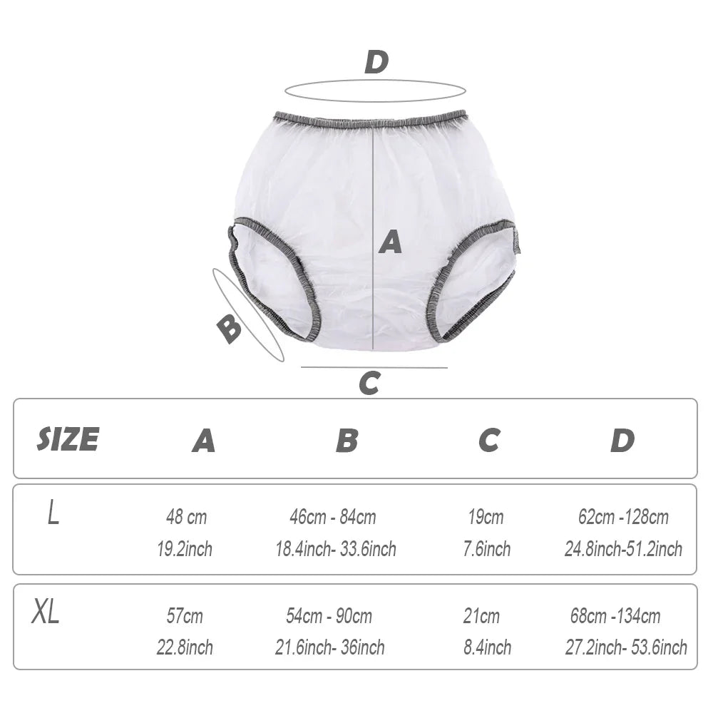 PVC Adult Diaper Cover – Transparent Waterproof Elastic Waist Shorts for Men & Women