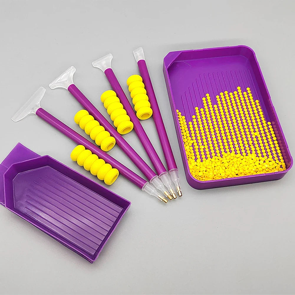 Large Capacity Diamond Painting Tray — Purple DIY Mosaic Art Craft Funnel Tool Accessory