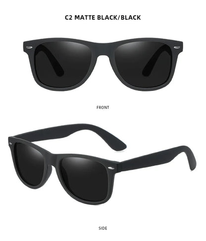 Classic Square Polarized Sunglasses – Retro Black Anti-Glare Driving Shades for Men & Women
