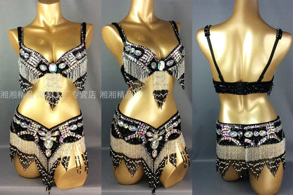 Sexy Girl Belly Dance Costume Set – Bra & Belt Set in 10 Colors for Ladies Bellydancing