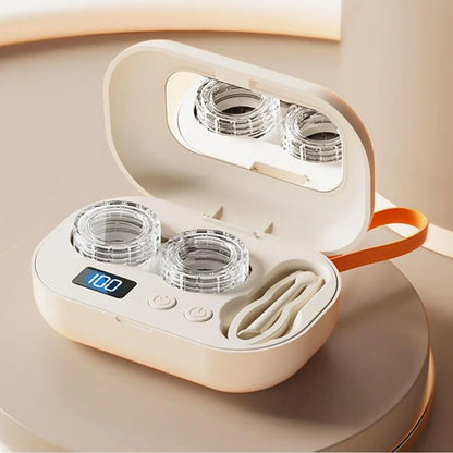 Portable Ultrasonic Contact Lens Cleaner Case – USB Rechargeable Lens Cleaning Machine for Removing Protein Deposits & Eye Care Hygiene