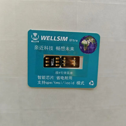 Wellsim Ultra Unlocked Card Stickers – QPE/TMSI/ICCID Modes for iPhone 6-15 Pro Max Smart SIM Adapters