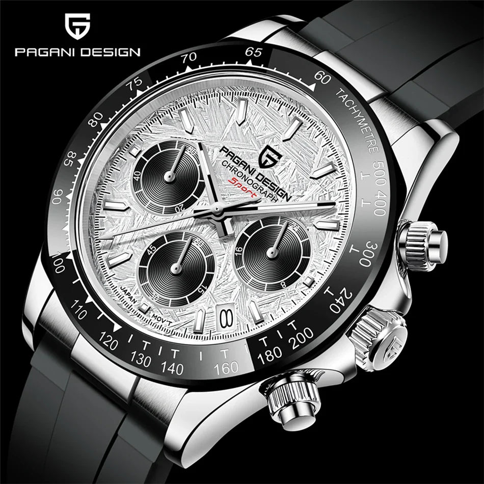40mm PAGANI DESIGN V2 Men’s Quartz Watch – Sapphire Retro Chronograph Stainless Steel Waterproof