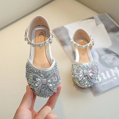 Girls Princess Glitter Shoes - Bowtie Sparkle Party & Casual Toddler Sandals
