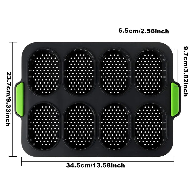 Non-Stick Silicone Hamburger Bun Mold - Food Grade Bread Loaf, Baguette and French Bread Baking Tray for Sandwiches