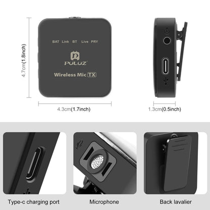 PULUZ Wireless Lavalier Microphone – Portable Mini Mic for iPhone & Android, Audio/Video Recording & Live Broadcast