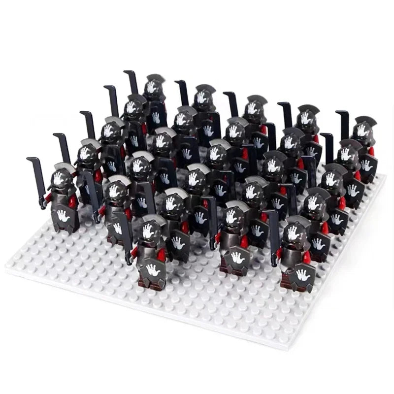 21PCS Medieval Fantasy Warrior Figures – Dwarf, Elf, Knight & Orc Building Brick Toys