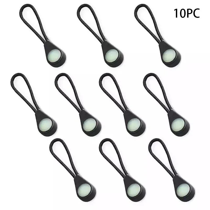 10PCS Luminous Zipper Pullers — Glow-in-the-Dark Zipper Heads for Camping, Hiking, Coats, Tents & Backpacks