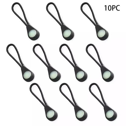 10PCS Luminous Zipper Pullers — Glow-in-the-Dark Zipper Heads for Camping, Hiking, Coats, Tents & Backpacks