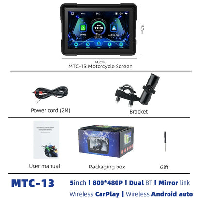 EKIY MTC-10 5” Wireless CarPlay Motorcycle Navigation Display – Portable Android Auto Monitor