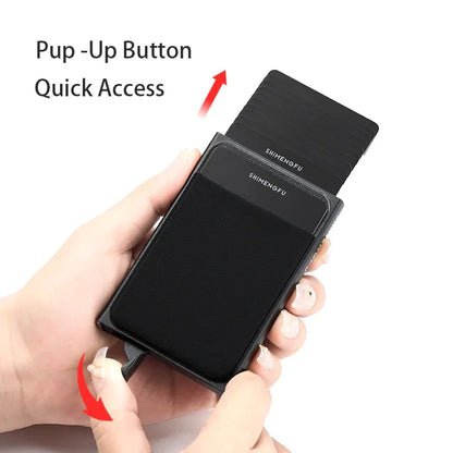 Automatic Flip Card Holder Sleeve — Large Capacity Metal Wallet with 12 Slots, Anti-Theft Credit Card Case for Men