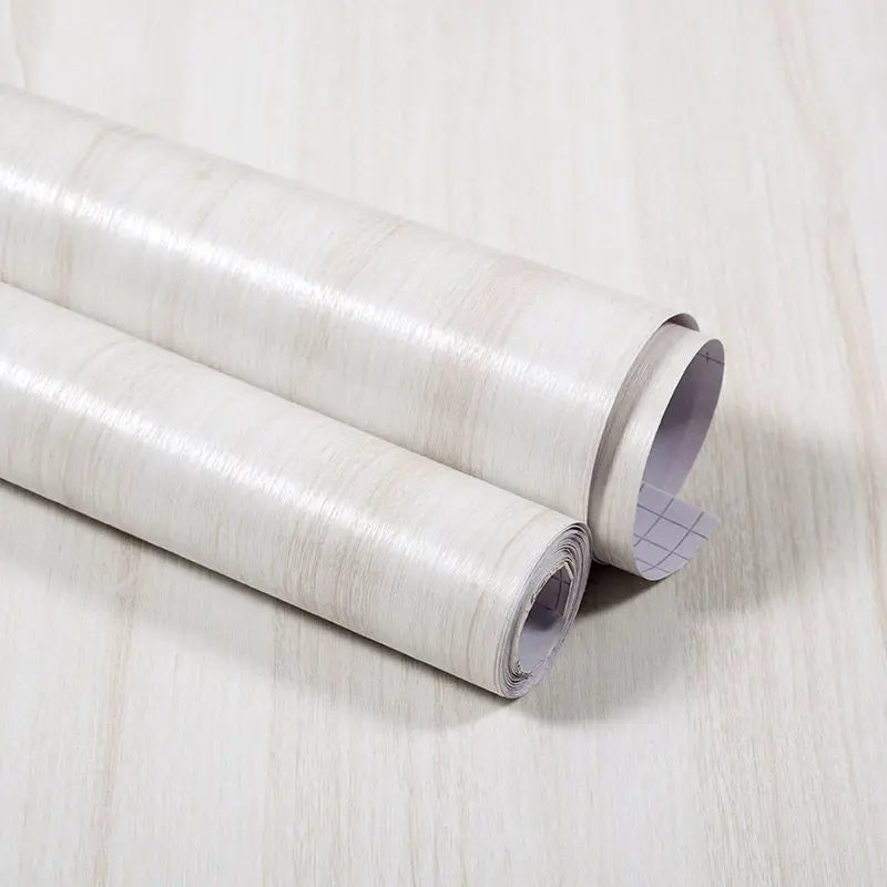 Self-Adhesive Waterproof Wood Grain Vinyl Wallpaper Roll – PVC Wall Sticker for Furniture Renovation & Bedroom Home Decor