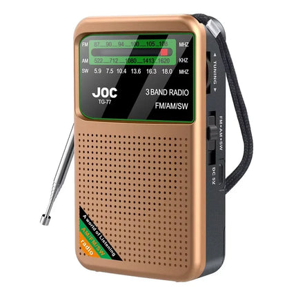 Portable AM/FM/SW Pocket Radio — Mini Receiver with Rechargeable Battery, Good Reception & Wired Earphone Support