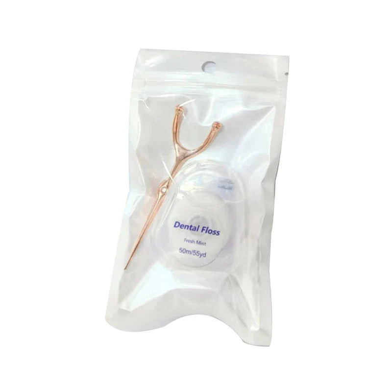 Stainless Steel Toothpick & Dental Floss Holder Set – Reusable Y-Shape Eco-Friendly Teeth Cleaning Tool