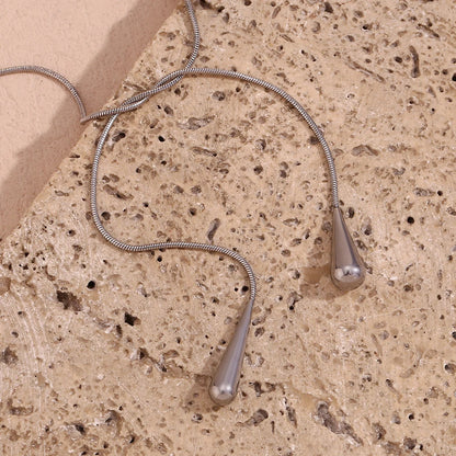 Two Water Drop Snake Chain Necklace – Tarnish-Free Silver & 18K Gold Plated Stainless Steel Jewelry for Women