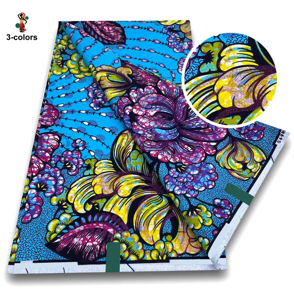 100% Cotton African Wax Print Fabric - Soft Golden Ankara Pagne for Nigerian Fashion & Traditional Wear