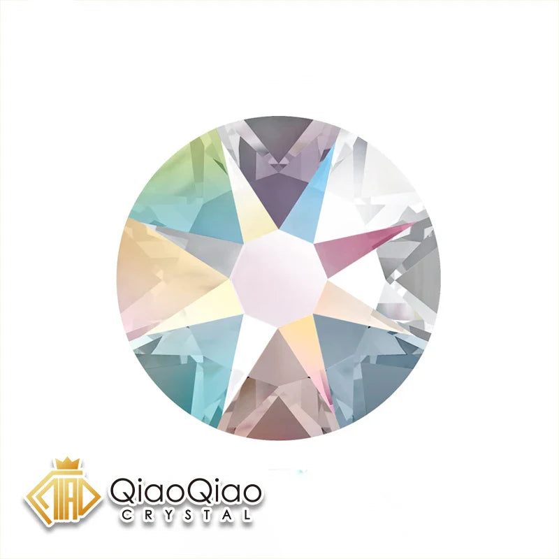 QIAO 2088 Crystal Nail Art Rhinestones — Flat Back Non-Hotfix Strass for DIY Nail Decorations (8 Big + 8 Small)
