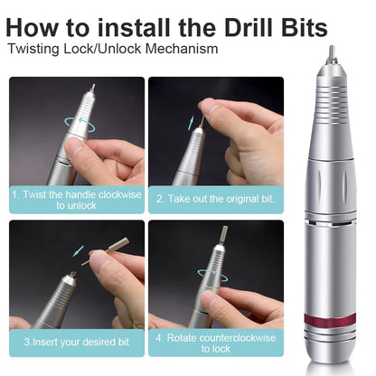 45000 RPM Electric Nail Drill Machine - HD Display, Metal Manicure Pen, Professional Nail Lathe & Sander for Nails
