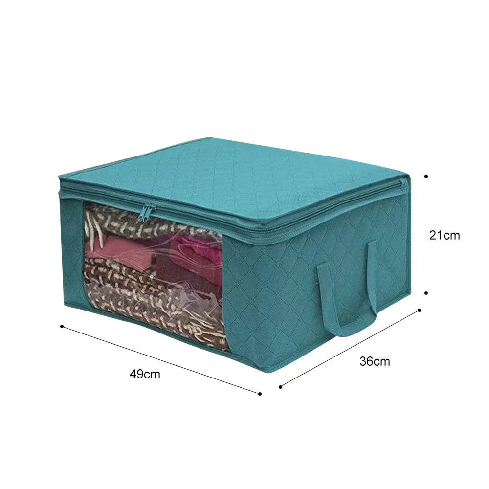 Large Capacity Foldable Clothing Storage Box — Non-Woven Fabric Organizer with Zipper for Quilts and Clothes