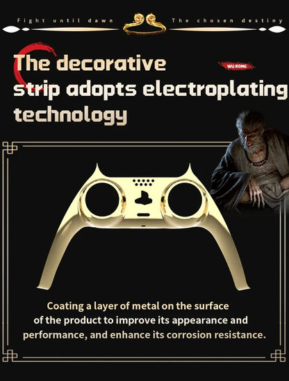 PS5 Controller Case — Limited Edition Gold Wukong Touchpad Front & Backplate Replacement Cover for BDM-010 Gamepad