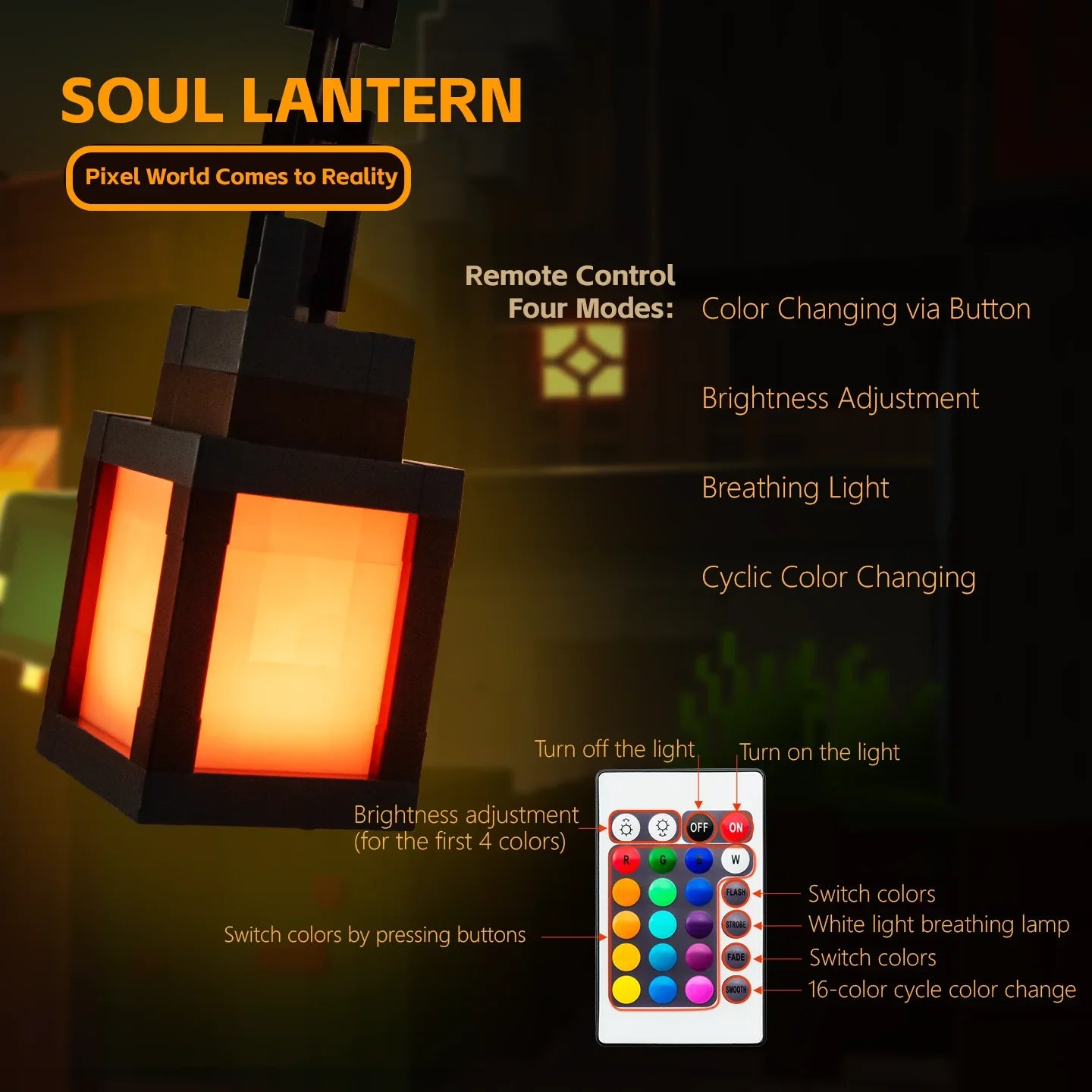 Mine WORLD Luminous Lantern Figurine – Rechargeable Game Torch Night Light for Kids’ Room & Christmas Decor