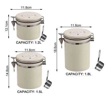Stainless Steel Vacuum-Sealed Coffee Beans Jug – Airtight Portable Grain Storage Container for Kitchen
