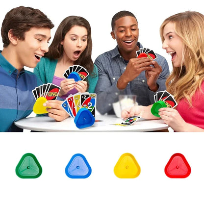 Triangle Poker Holder – Four-Color Desktop Card Stand, Hands-Free Game Holder for Kids & Elderly