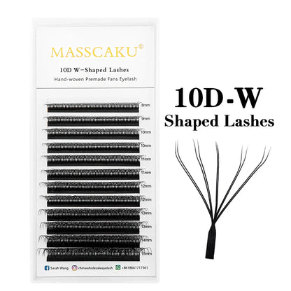 MASSCAKU W-Shaped Eyelash Extensions – 3D to 10D Natural Soft Lightweight Fans