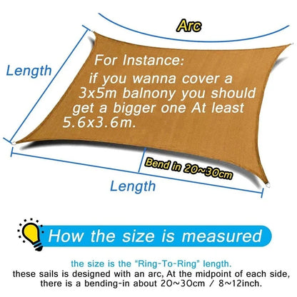Outdoor Waterproof Sun Shade Sail – Rectangle Canvas Awning for Garden, Terrace, Pool & Car Sun-Shelter