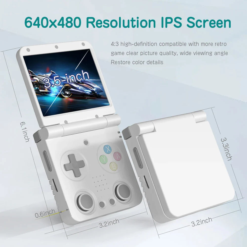 MIYOO Flip V2 Handheld Retro Game Console – 3.5'' IPS Screen, Compact & Portable Gaming Device for Travel or Gifts